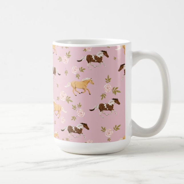 Vintage Blommigt Horse Mönster Kaffemugg (Höger)