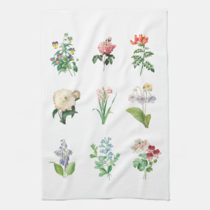 Vintage Blommigt Illustration Minimalistisk botani Kökshandduk