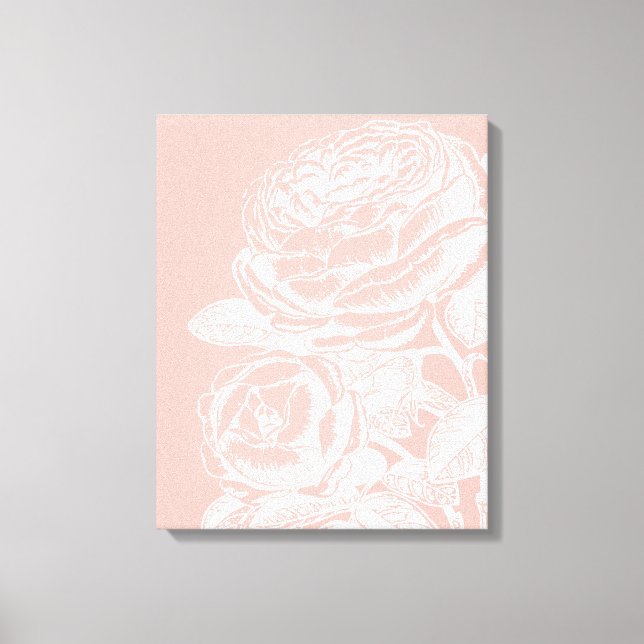 Vintage Blommigt Illustration  Rosa Botanik Canvastryck (Framsida)