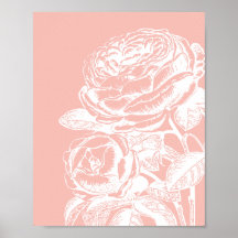 Vintage Blommigt Illustration Rosa Botanik