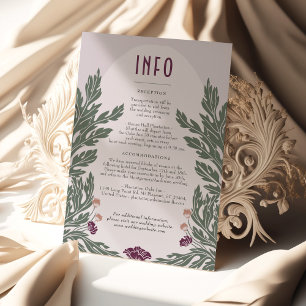 Vintage Blommigt Info Card Lavender Olive Inbjudningar