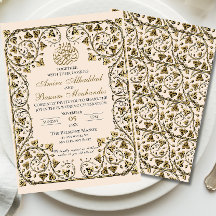 Vintage Blommigt Islamic Beige och Guld Bröllop