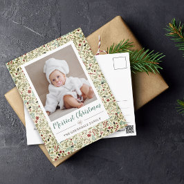 Vintage Blommigt jul, foto för Helgdag Mönster Vykort