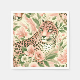 Vintage Blommigt Jungle Leopard Pappersservett