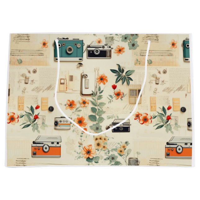Vintage Blommigt & Kamera Mönster (6) (Framsidan)