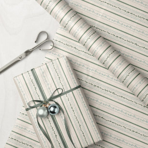 Vintage Blommigt, kantad kräm, blått och Grönt Presentpapper