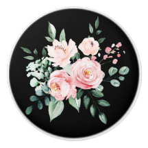 Vintage Blommigt keramisk knopp