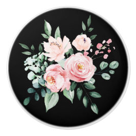 Vintage Blommigt keramisk knopp