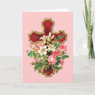 Vintage Blommigt Kor Helgkort