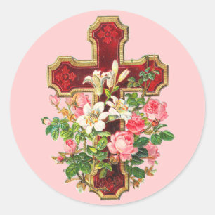Vintage Blommigt Kor Runt Klistermärke