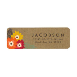 Vintage Blommigt Kraft-Adressetiketter Returadress Etikett
