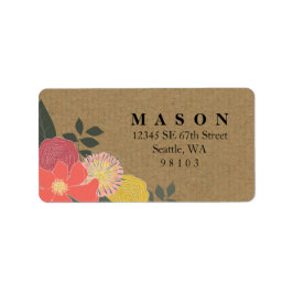Vintage Blommigt Kraft Return-adressetikett Adressetikett