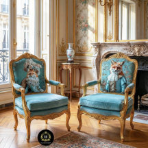 Vintage Blommigt Kung Louis Fox Decoupage