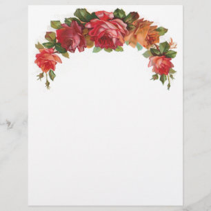 Vintage Blommigt Letterhead Stationery