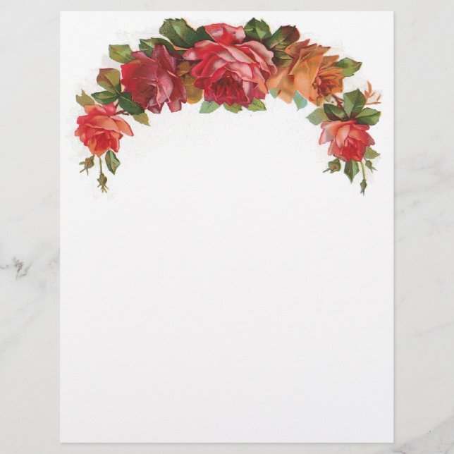 Vintage Blommigt Letterhead Stationery (Framsida)