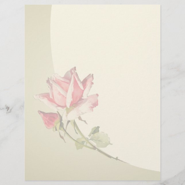 Vintage Blommigt Letterhead Stationery (Framsida)