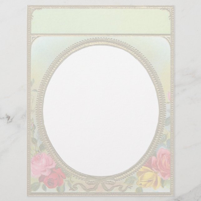 Vintage Blommigt Letterhead Stationery (Framsida)