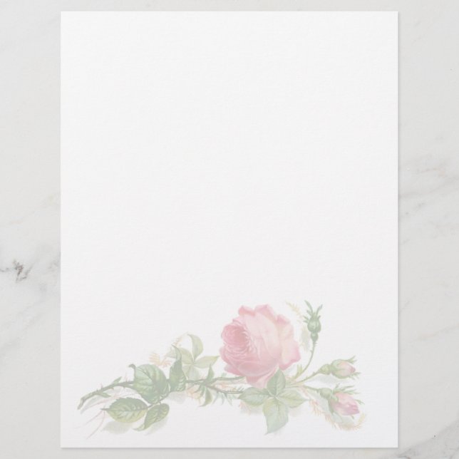 Vintage Blommigt Letterhead Stationery (Framsida)