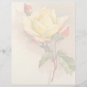 Vintage Blommigt Letterhead Stationery