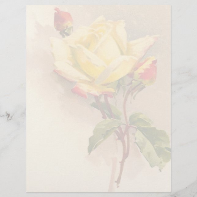 Vintage Blommigt Letterhead Stationery (Framsida)