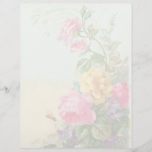 Vintage Blommigt Letterhead Stationery