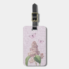 Vintage blommigt lila lilax--bagagetagg bagagebricka