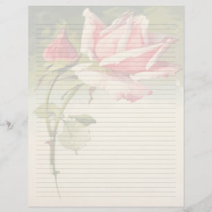 Vintage Blommigt Linje Letterhead Stationery