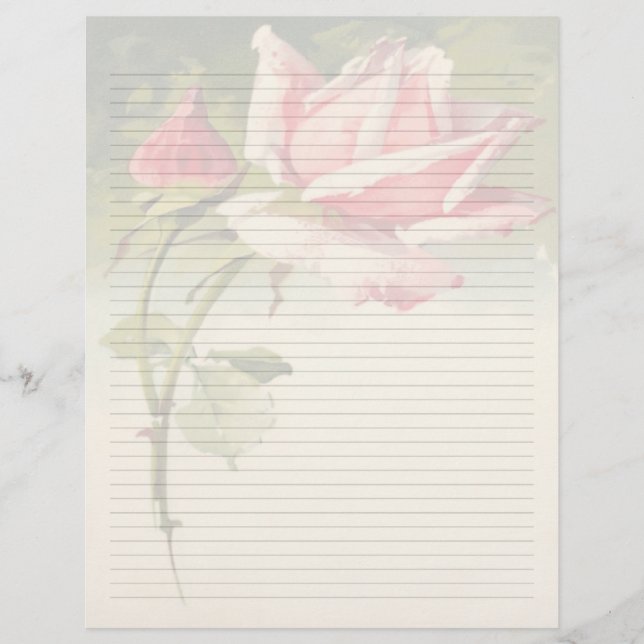 Vintage Blommigt Linje Letterhead Stationery (Framsida)