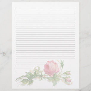 Vintage Blommigt Linje Letterhead Stationery