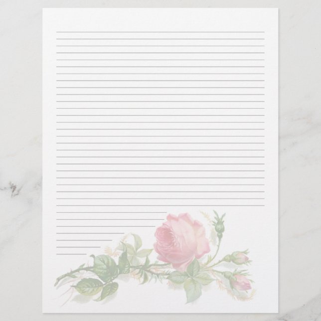 Vintage Blommigt Linje Letterhead Stationery (Framsida)