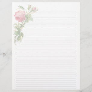 Vintage Blommigt Linje Letterhead Stationery