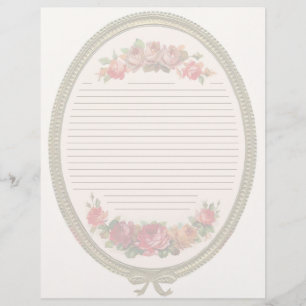 Vintage Blommigt Linje Letterhead Stationery