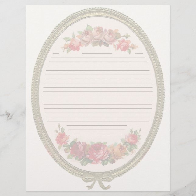 Vintage Blommigt Linje Letterhead Stationery (Framsida)