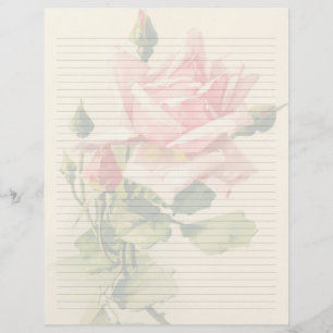 Vintage Blommigt Linje Letterhead Stationery