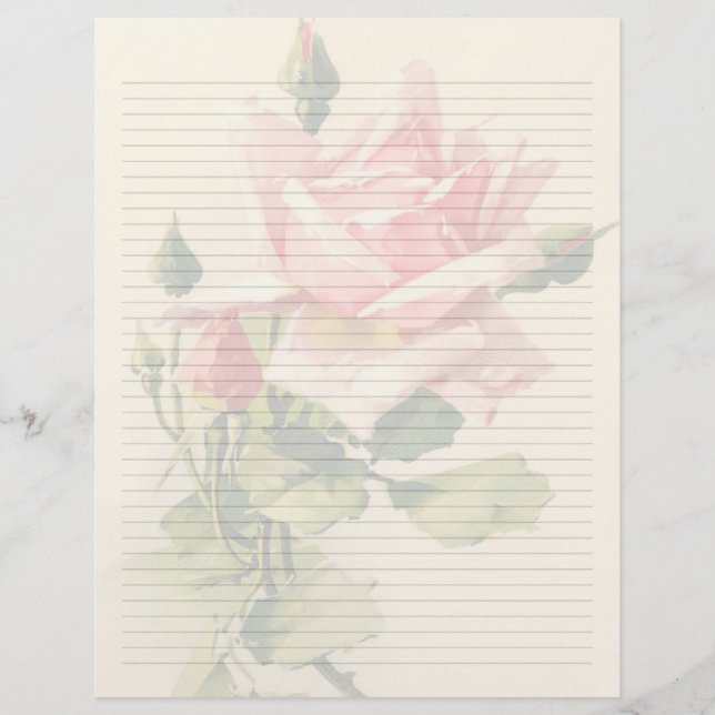 Vintage Blommigt Linje Letterhead Stationery (Framsida)