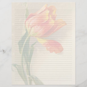Vintage Blommigt Linje Letterhead Stationery