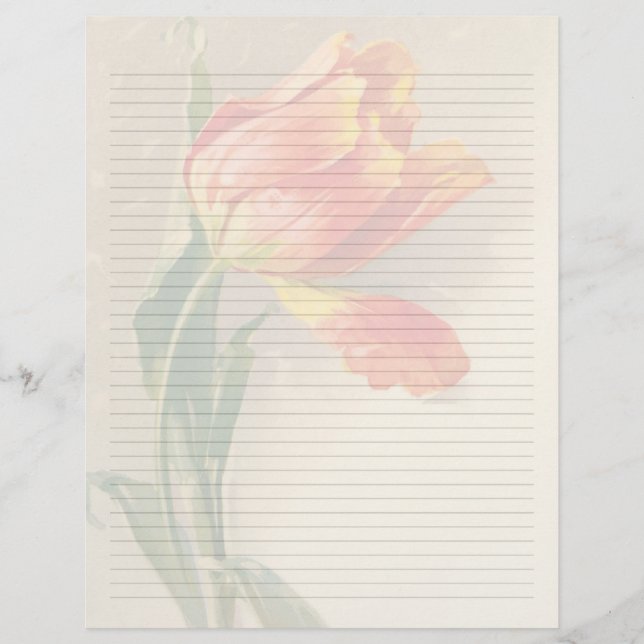 Vintage Blommigt Linje Letterhead Stationery (Framsida)