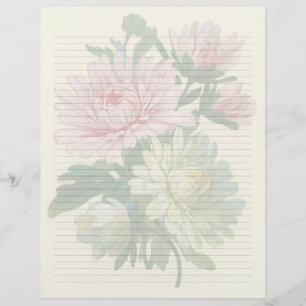 Vintage Blommigt Linje Letterhead Stationery