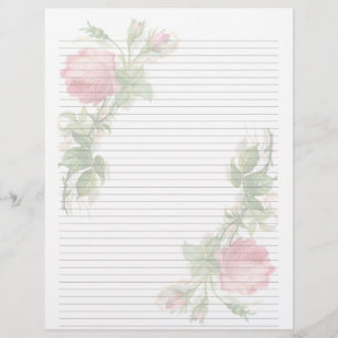 Vintage Blommigt Linje Letterhead Stationery