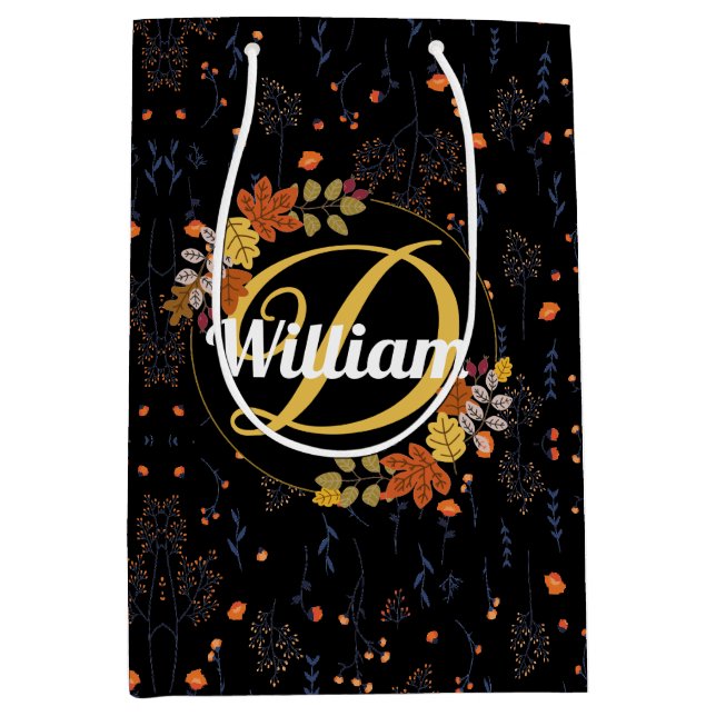 Vintage blommigt löv faller botaniskt teckning uni (Framsidan)