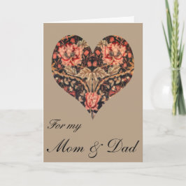 Vintage Blommigt Mamma & Pappa Valentine Helgkort