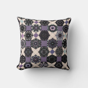 Vintage Blommigt Mandala: Färgfläckfri, sömlös Kudde