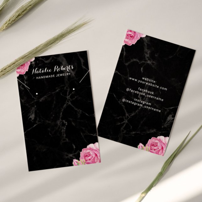 Vintage Blommigt Marble Jewelry Earring Visning Visitkort (Skapare uppladdad)