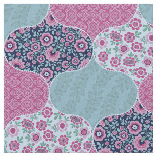 Vintage Blommigt Marocko Mönster Teal and Raspberr Tyg