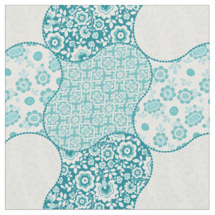 Vintage Blommigt Marockos Mönster Shades of Teal Tyg