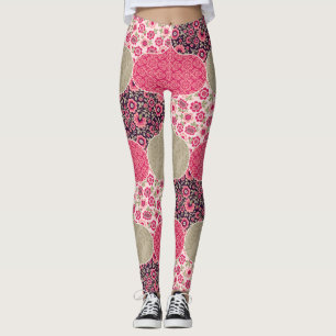 Vintage Blommigt Marockos Rosa vid Mönster Leggings