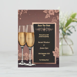 Vintage Blommigt med Champagne Toast Inbjudningar