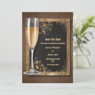 Vintage Blommigt med Champagne Toast Inbjudningar