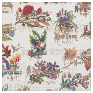 Vintage-Blommigt med musik och berättelse Tyg