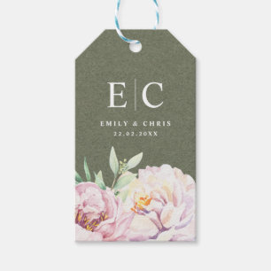 Vintage Blommigt minimalistisk Monogram Bröllop Presentetikett